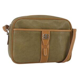 Authentic BALENCIAGA Shoulder Bag Leather Beige Silver